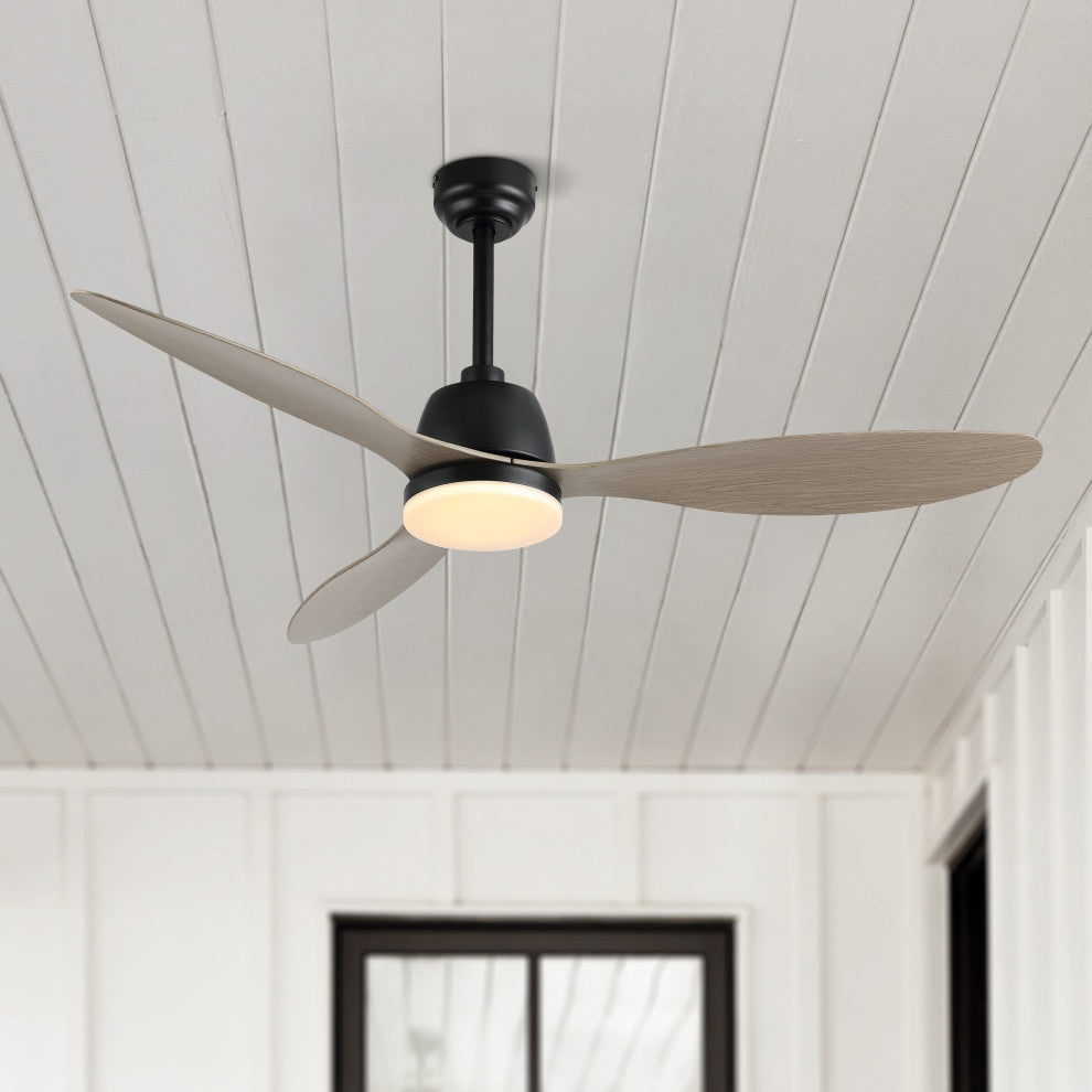 Audie 52" 1-Light App/Remote-Controlled 6-Speed Ceiling Fan, Gray Wood