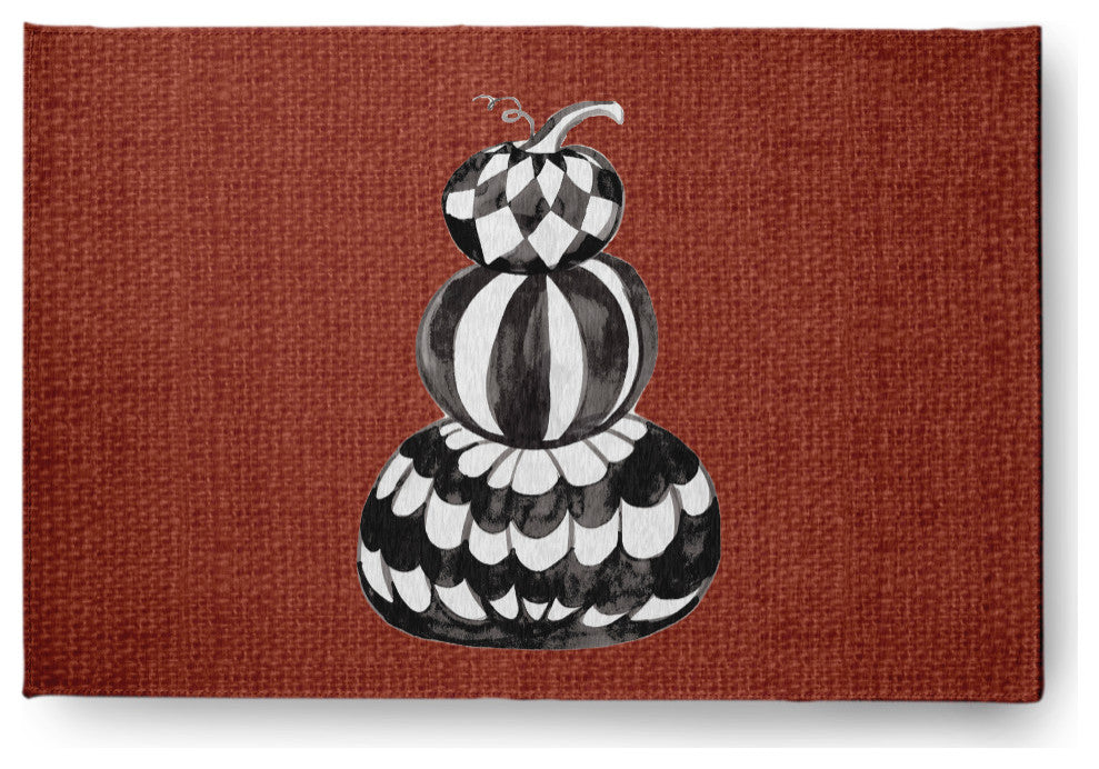Pumpkin Stack Fall Design Chenille Area Rug, Burnt Orange, 2'x3'