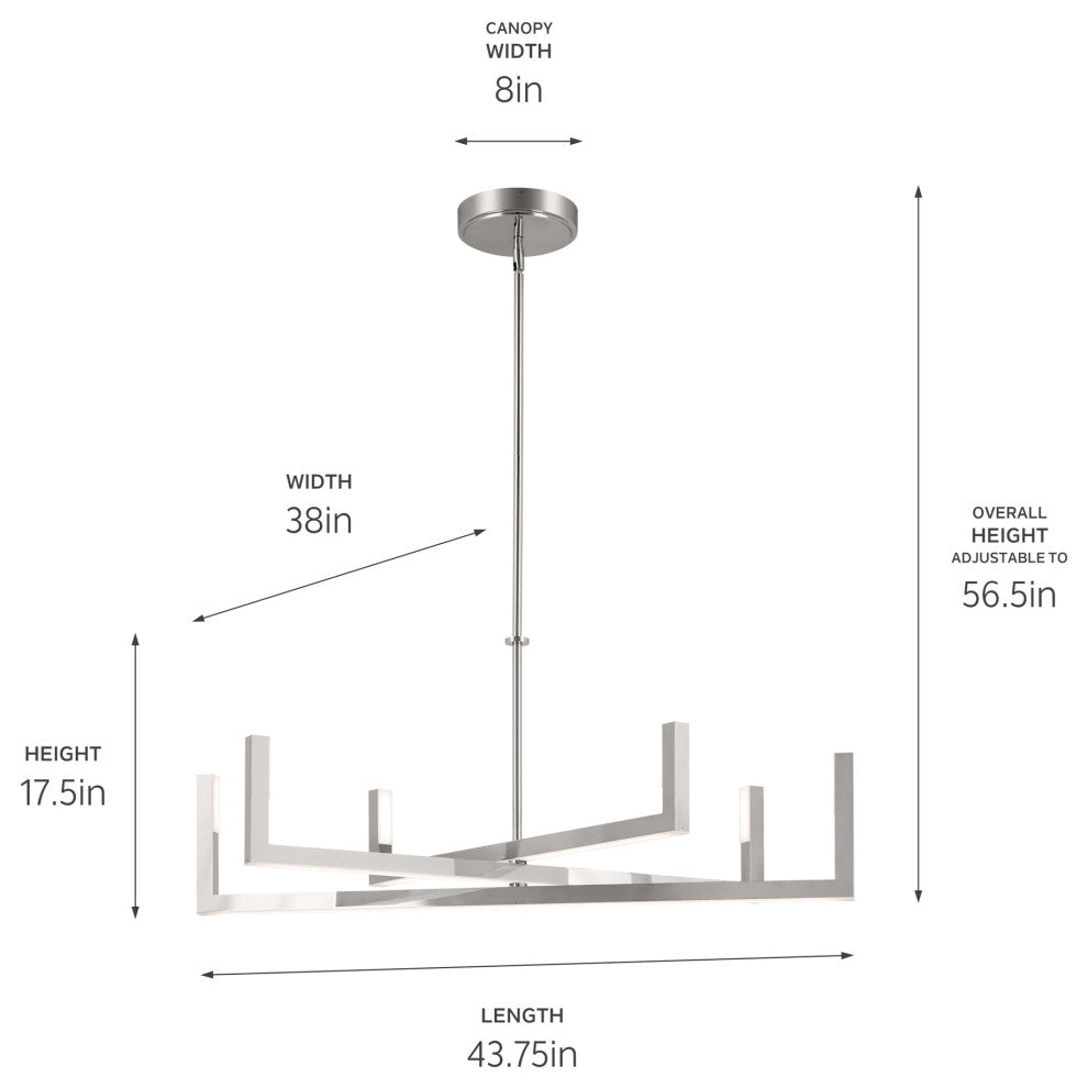 Priam 43.75" 6 Light LED Chandelier, Polished Nickel