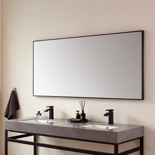 Viella Rectangular Aluminum Wall Mounted Mirror, Matte Black, 72"