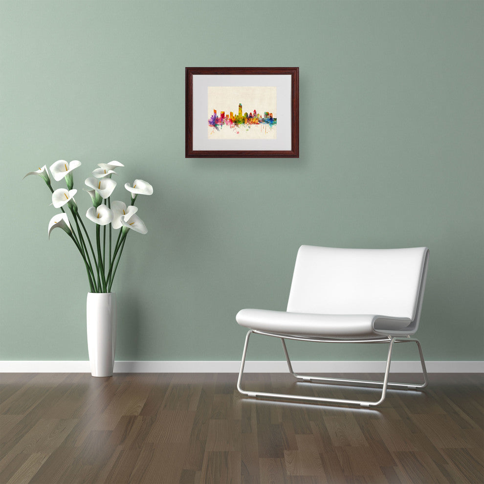 'Austin, Texas' Matted Framed Canvas Art by Michael Tompsett