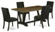 5-Piece, 4 Chairs and Table With Distressed Jacobean Table Top, Black