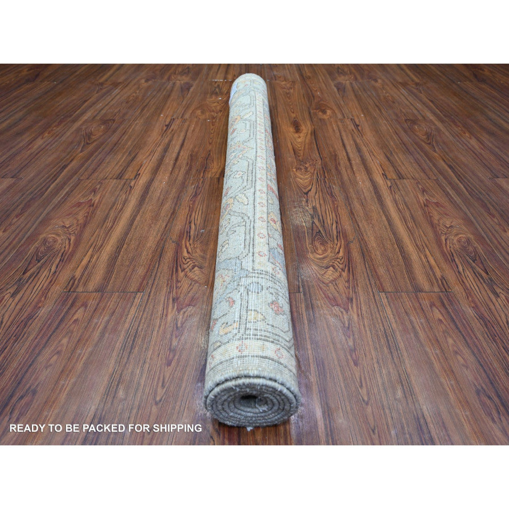 Cadet Gray Finer Peshawar All Over Mahal Design Wool Hand Knotted Rug 4'3"x6'