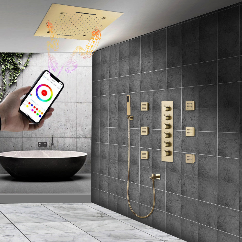 Remote Controlled Rainfall Led Shower System, Style 1- Phone Control Light