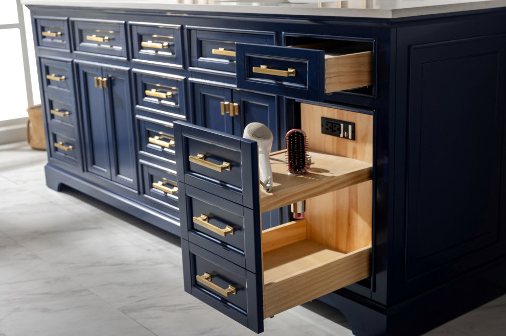 Milano 84" Double Sink Vanity, Blue