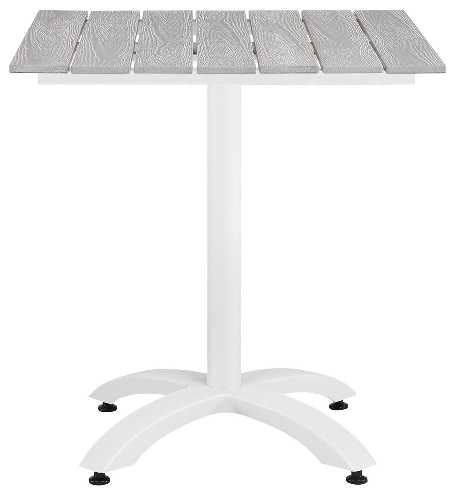 Maine 28" Outdoor Patio Dining Table - White Light Gray