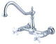 Kingston Brass Two-Handle Wall Mount Bridge Kitchen Faucet, Polished Chrome