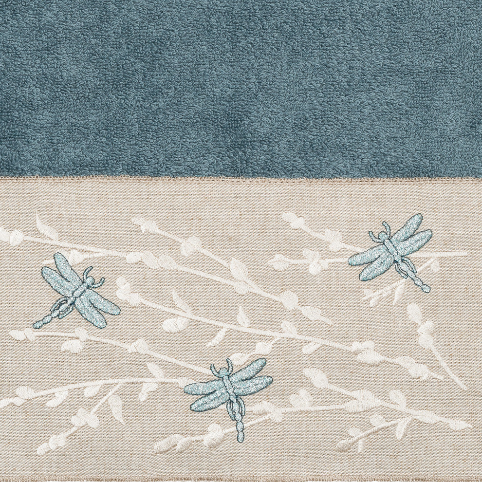 Linum Home Textiles Turkish Cotton Braelyn 3-Piece Embellished Towel Set, Teal