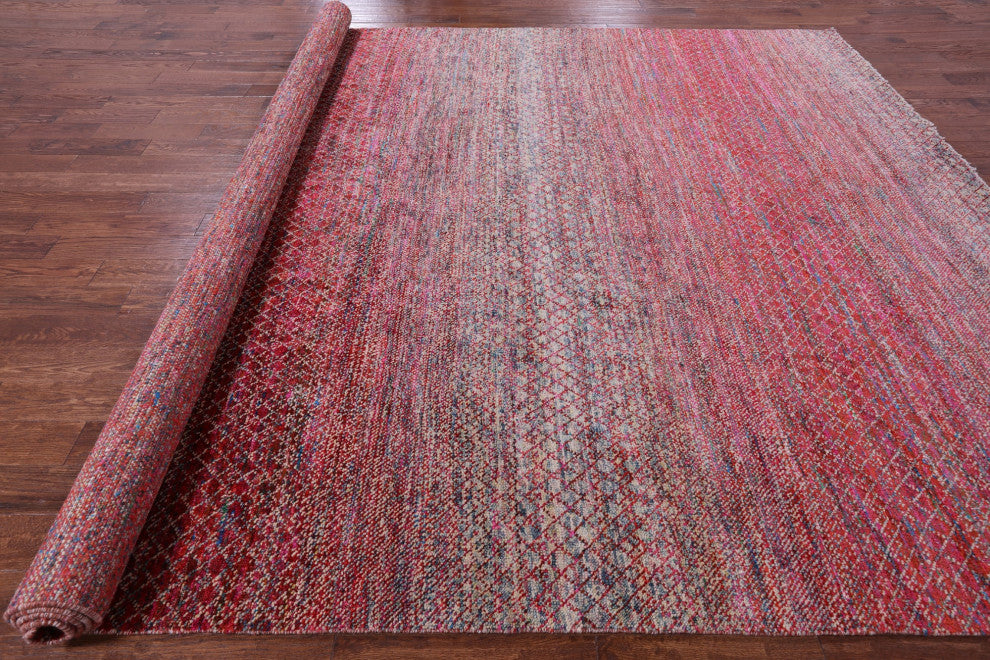 10' 2" X 13' 10" Savannah Grass Handmade Wool & Silk Rug - Q15427