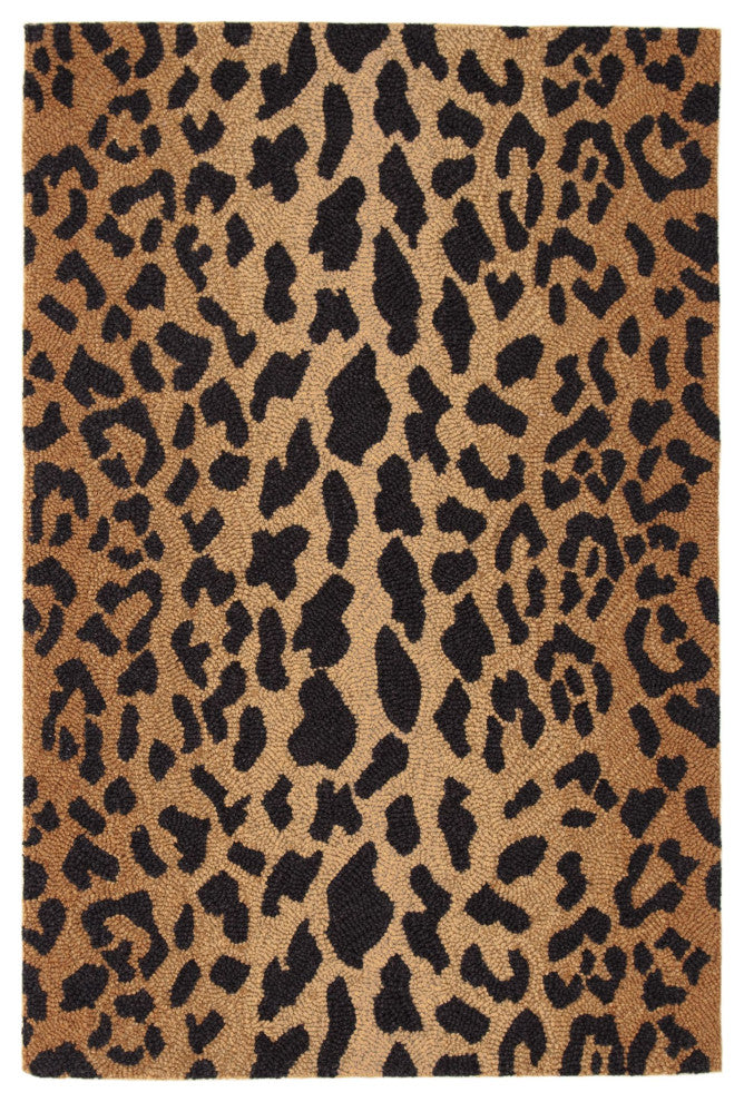 Dash & Albert Leopard Hand Micro Hooked Wool Rug, Brown, 6' x 9'