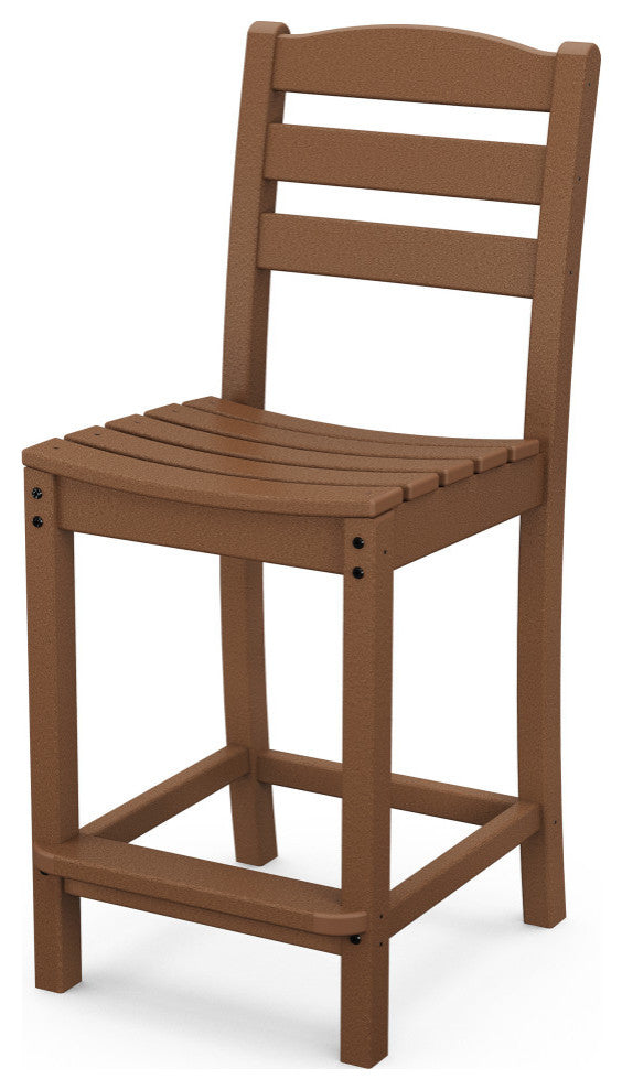 Polywood La Casa Cafe Counter Side Chair, Teak