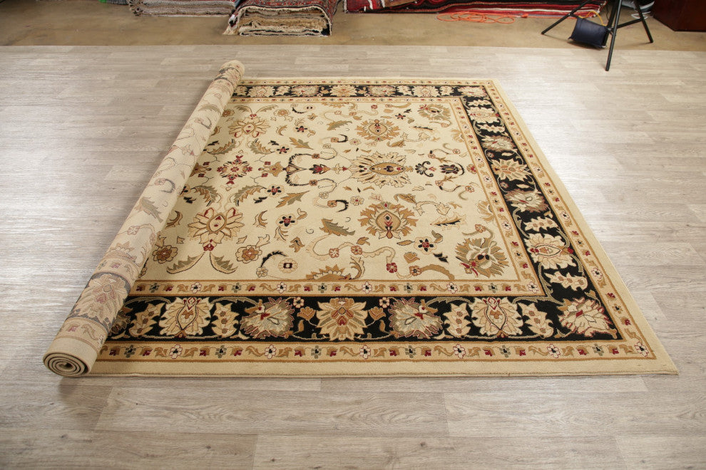Oushak Oriental Carpet Traditional Turkish Area Rug, Beige, 10'6"x7'10