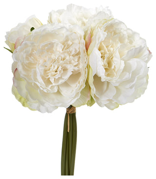 Peony Bouquet Artificial Flower, Set of 6, White