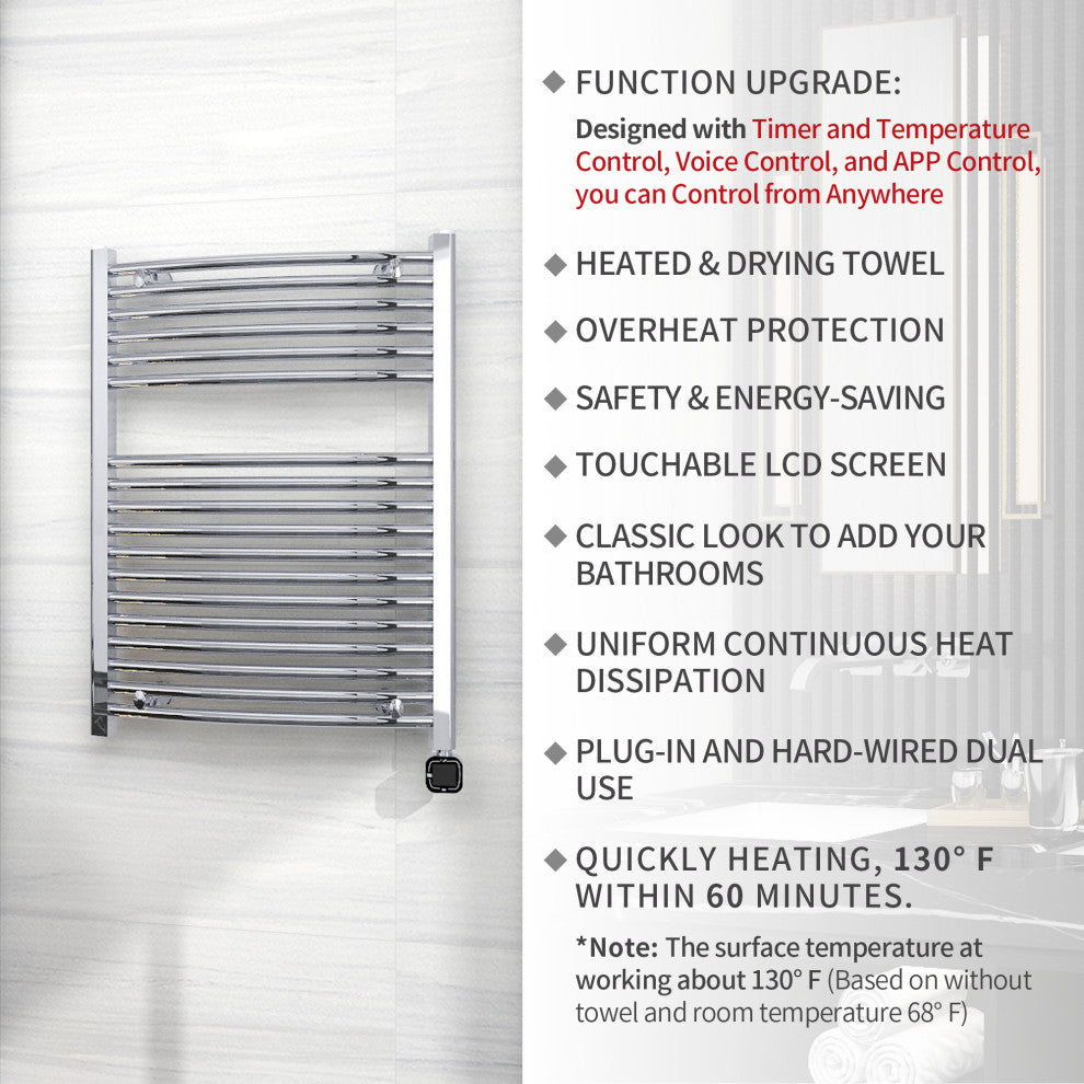 HEATGENE Smart Towel Warmer With Timer and Temperature Control, Chrome