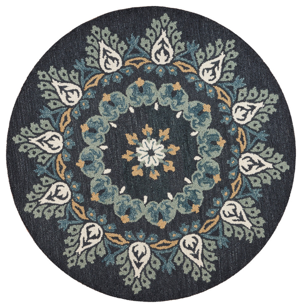 Charcoal Paradise Area Rug, 4' Round