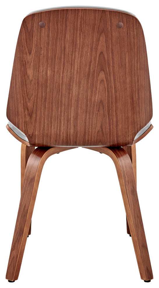 Brinley Faux Leather and Wood Dining Room Accent Chair, Gray and Walnut