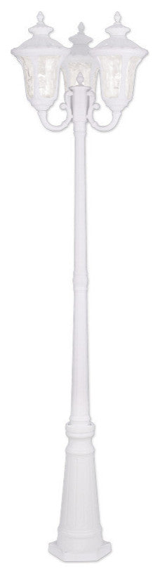 Livex 7866-03 3-Light White Outdoor 3 Head Post, White