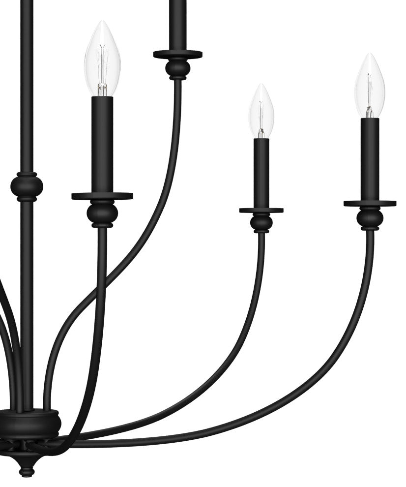 Southcrest Flat Matte Black 9 Light 2 Tier Chandelier Light