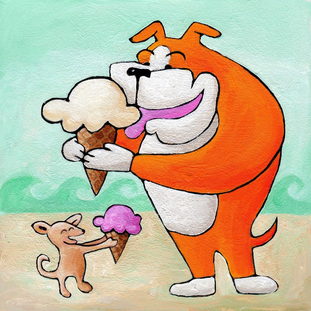 Marmont Hill, "Give a Dog a Cone" by Janet Nelson Print on Wrapped Canvas, 40x40