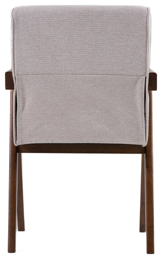Modrest Joseline Modern Beige Fabric + Walnut Dining Chair, Set of 2