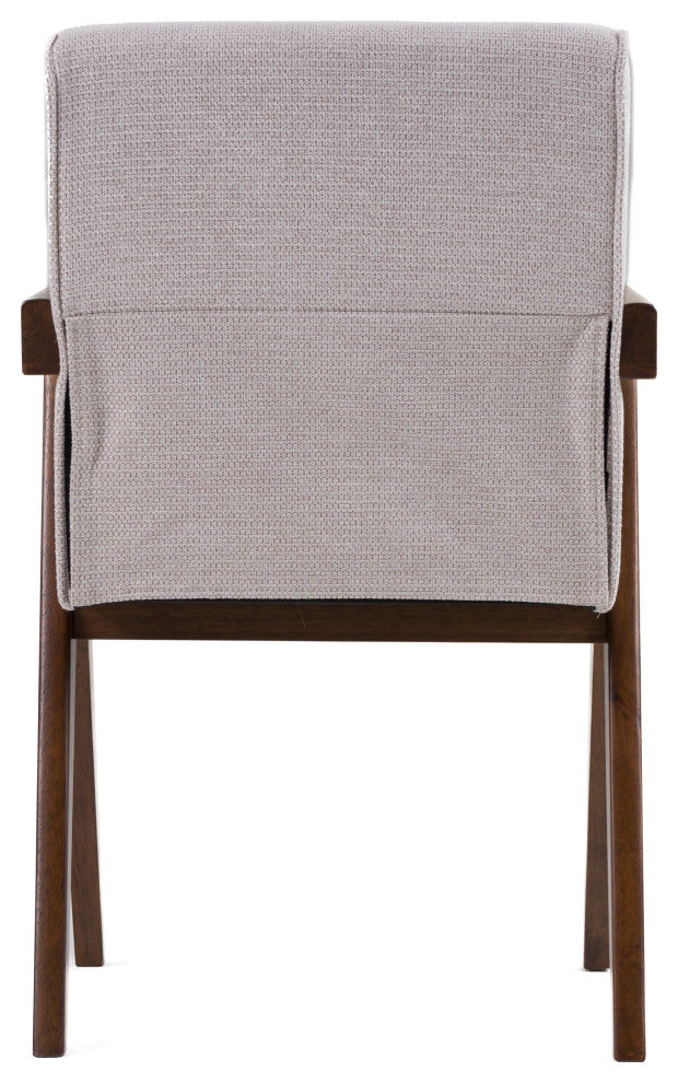 Modrest Joseline Modern Beige Fabric + Walnut Dining Chair, Set of 2