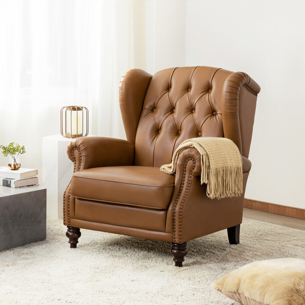 33" Wide Genuine Leather Armchair, Camel