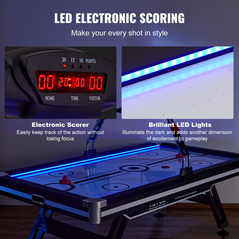 VEVOR 89" Air-Powered Hockey Table Sport Hockey Game Pushers Pucks LED Scoring