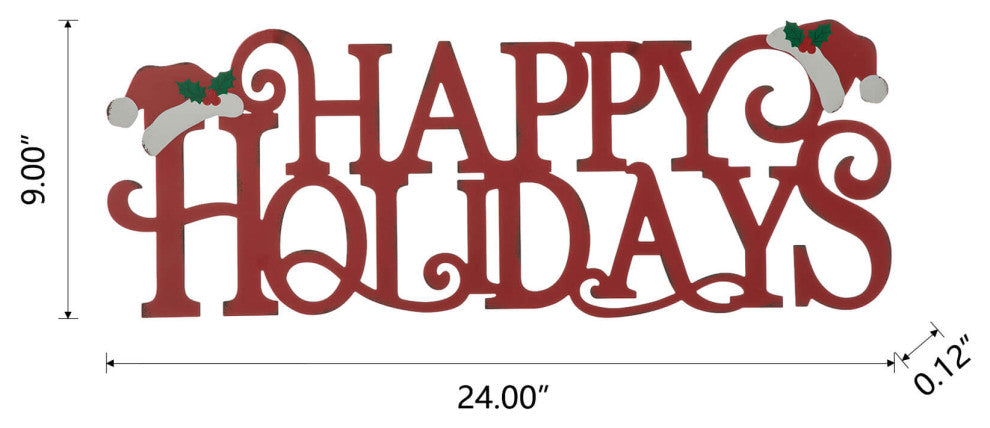 24"L Metal "HAPPY HOLIDAYS" Christmas Wall Decor