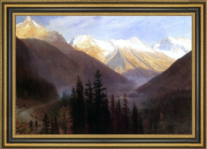 Albert Bierstadt Sunrise at Glacier Station Framed Premium Canvas Print, 18"x27"