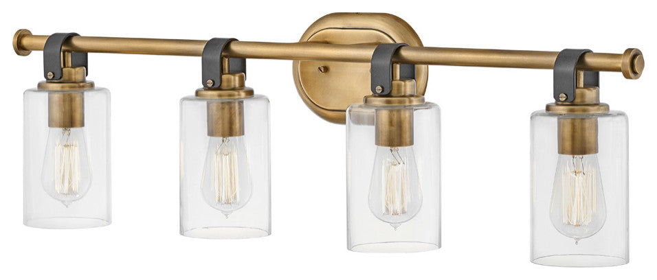 Hinkley Halstead Large Four Light Vanity, Heritage Brass