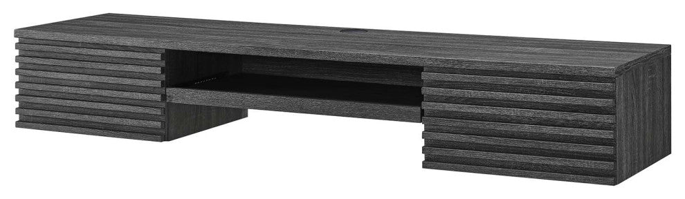 Computer Work Desk, Charcoal Gray, Wood, Modern, Mid Century Home Office