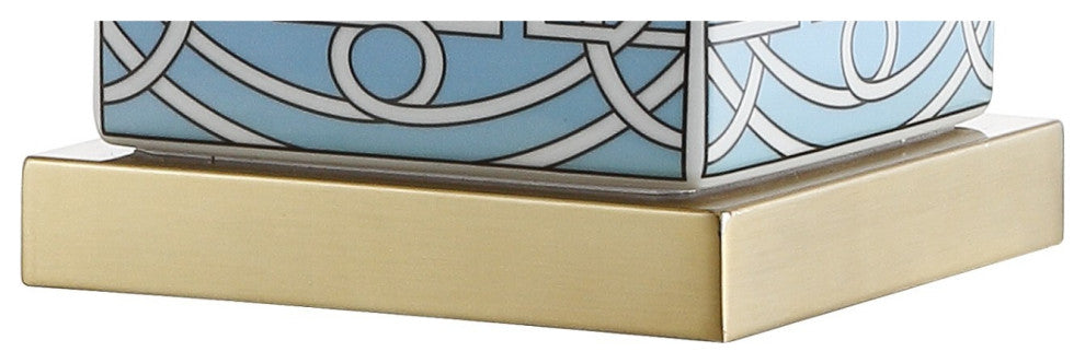 Catherine 22" Ceramic, Metal Ginger Jar LED Table Lamp, Blue, White