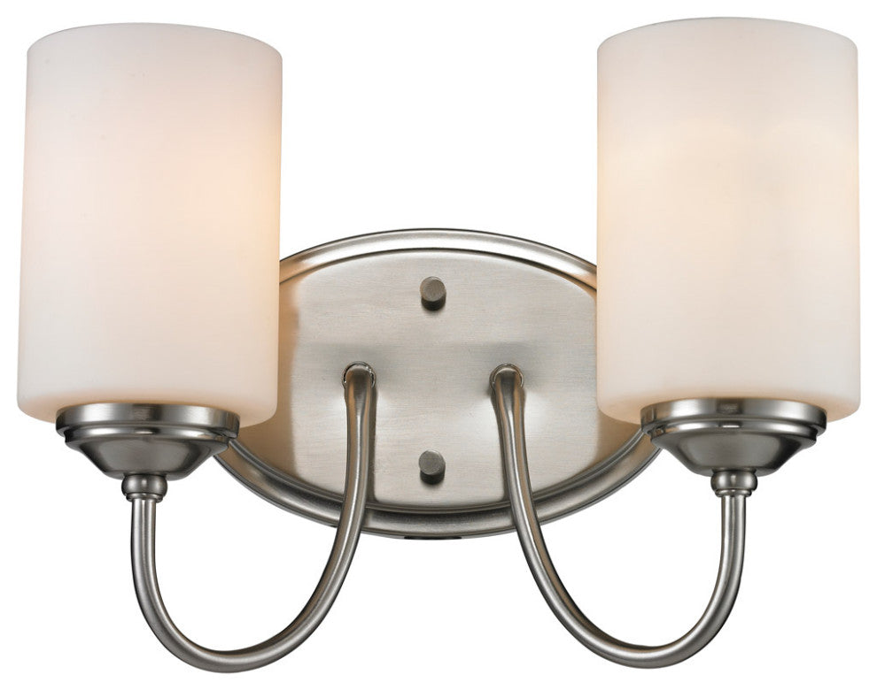Cardinal 2 Light Bathroom Vanity Light, Brushed Nickel