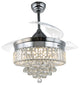 Unique Caged Ceiling Fan with Remote, LED light, Retractable Blades, Chrome