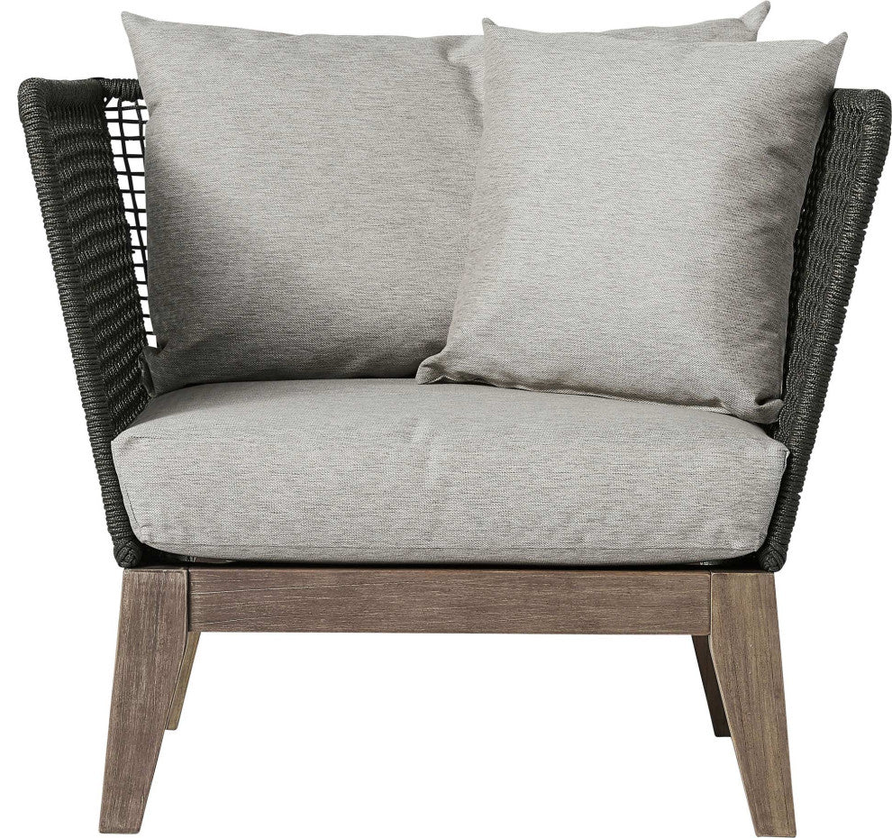 Netta Lounge Chair, Dark Gray Cord and Weathered Eucalyptus