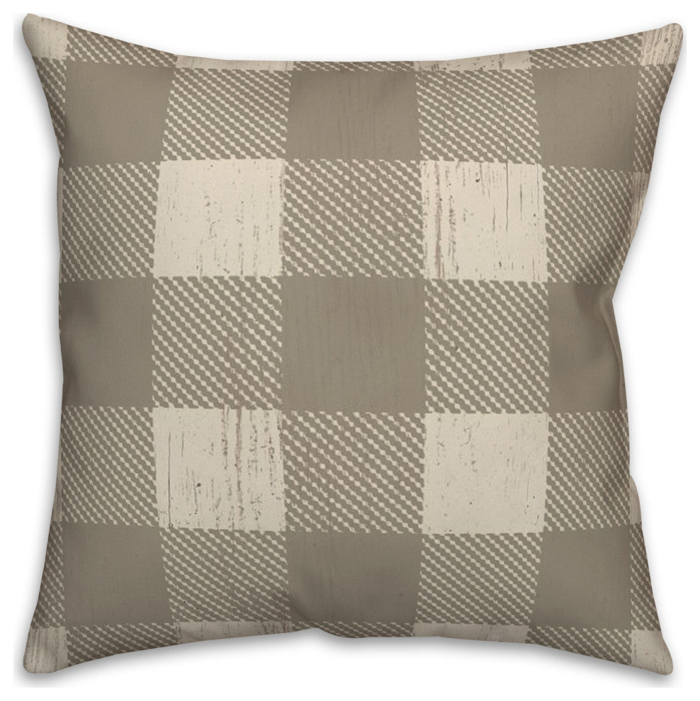 Taupe Buffalo Check 18x18 Spun Poly Pillow