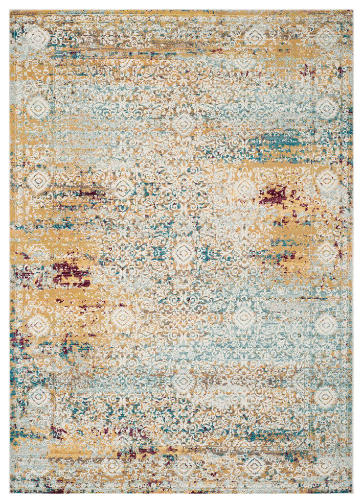 Safavieh Aria Ara183Y Vintage/Distressed Rug, Yellow/Cream, 9'0"x12'0"