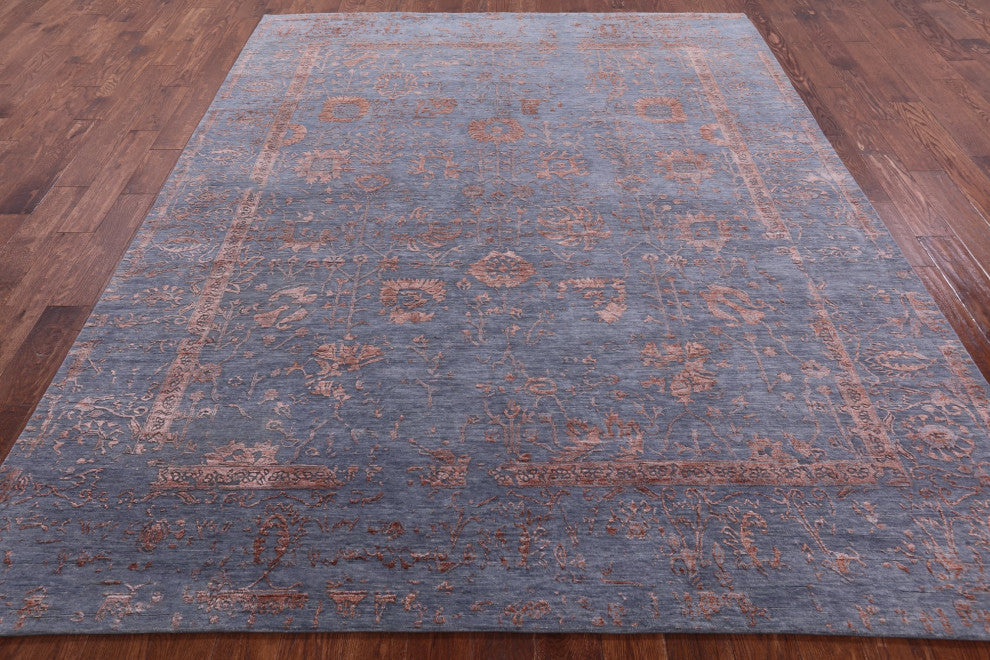Hand-Knotted Wool and Silk Persian Rug 8' 0" X 9' 10" Q9137