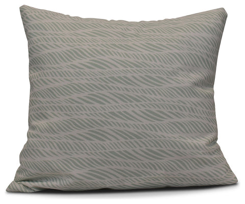 Rolling Waves, Geometric Print Pillow, Green, 26