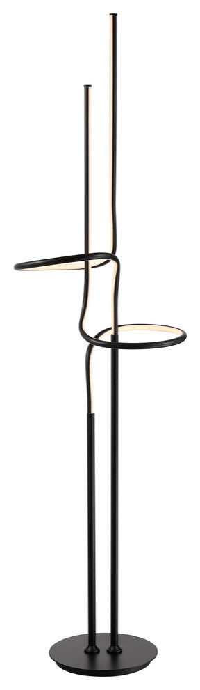 Sketch 64" Minimalist Metal Integrated LED Floor Lamp, Black