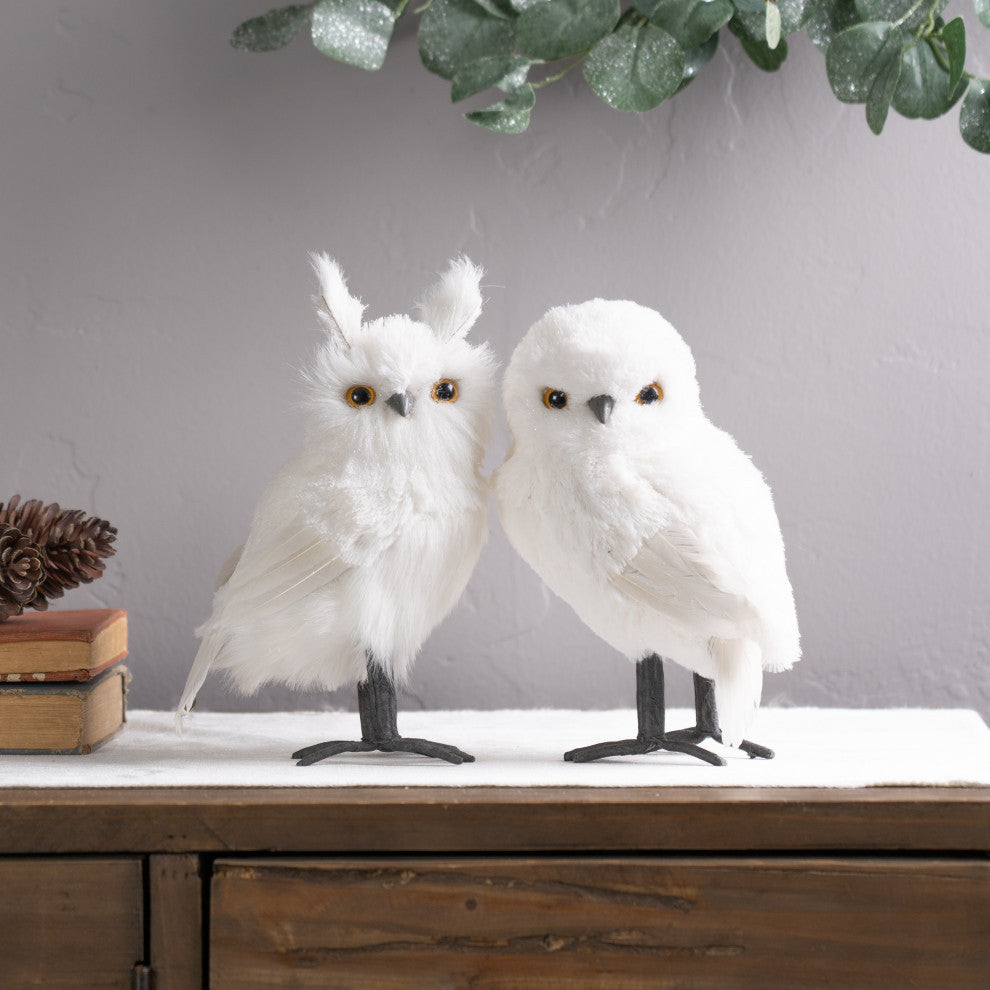 White Owl Decor, 4-Piece Set