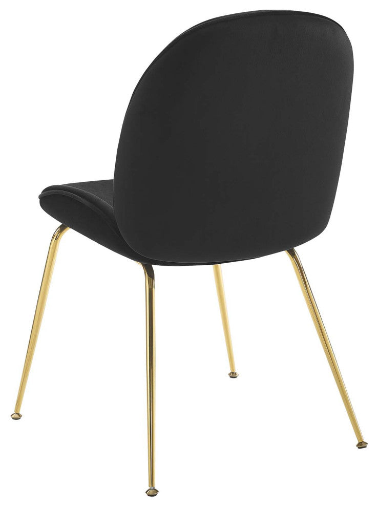 Side Dining Chair, Velvet, Metal, Black, Modern, Bistro Restaurant Hospitality