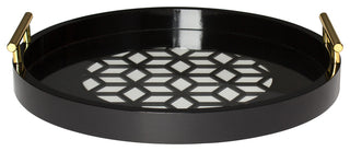 Caspen Round Decorative Tray, Black 15.5" Diameter