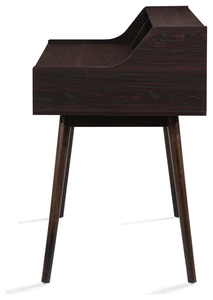 GDF Studio Elyse Mid-Century Modern Finished Fiberboard Home Office Desk, Wenge