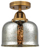 Large Bell Semi-Flush Mount, Brushed Brass, Silver Plated Mercury