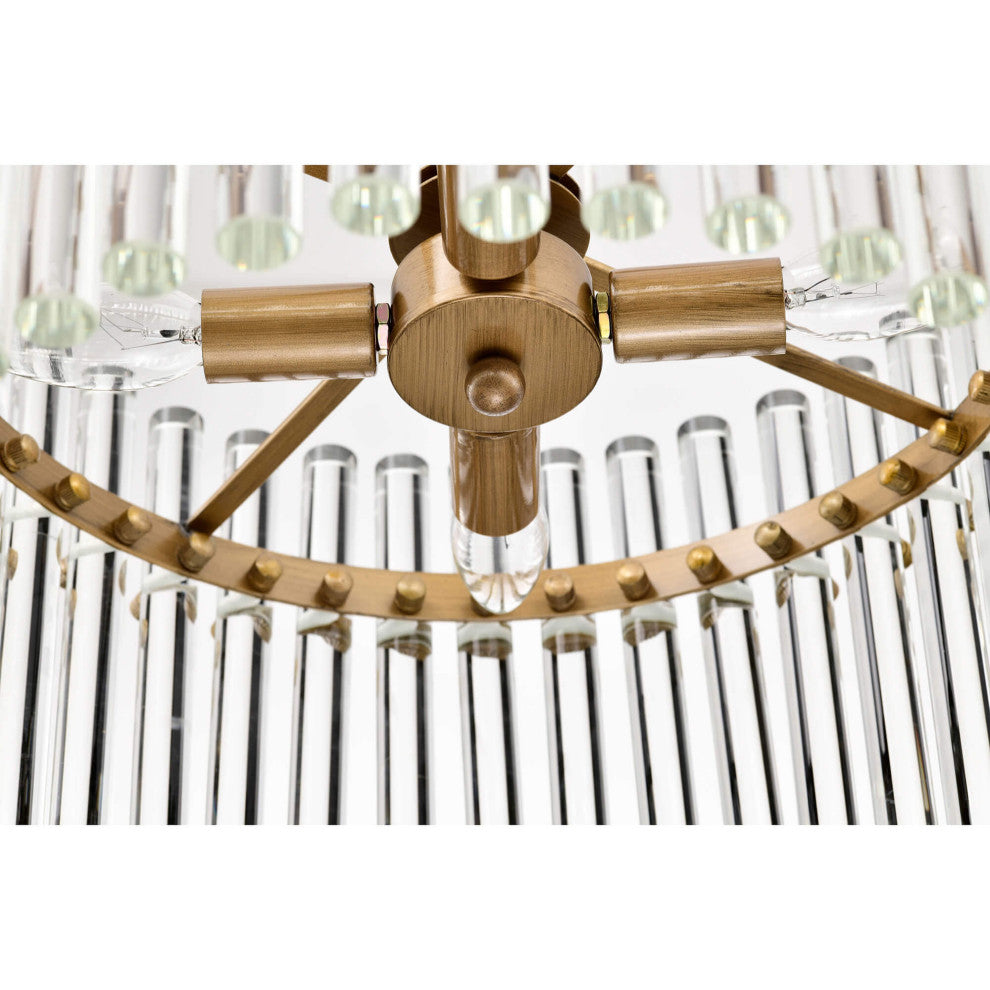 Eva 4-Light Brushed Brass Crystal Chandelier