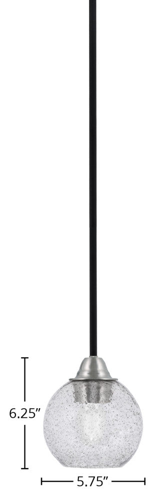 Paramount Mini Pendant, Matte Black & Brushed Nickel, 5.75" Smoke Bubble
