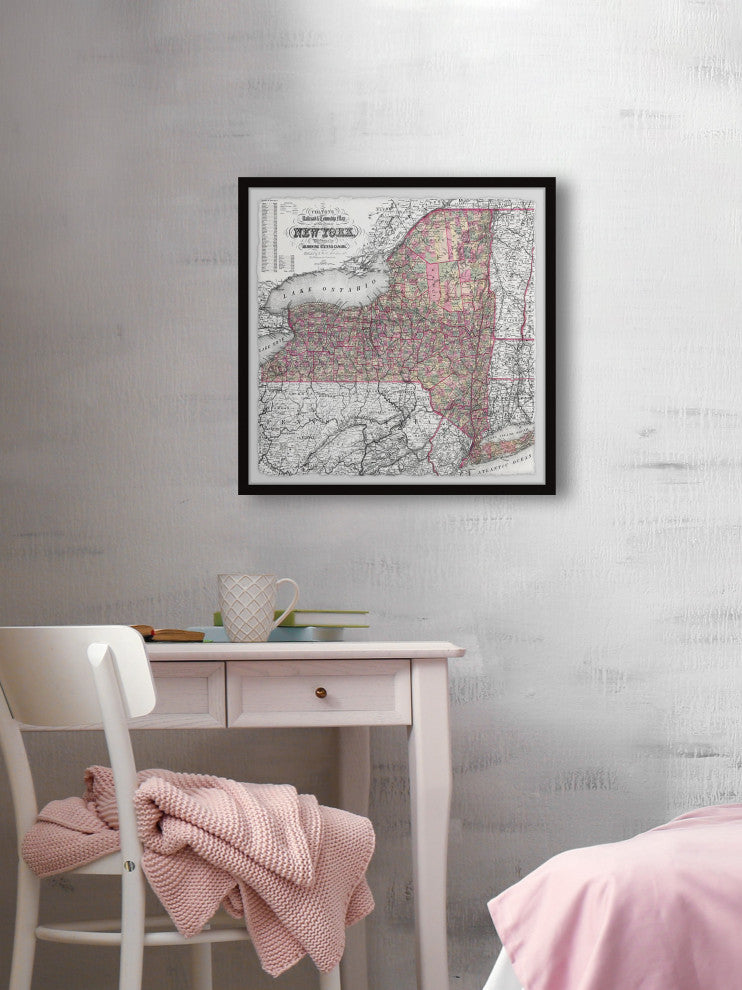 "NY City Map" Framed Painting Print, 32x32