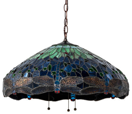 Meyda Lighting 26214 22" Wide Tiffany Hanginghead Dragonfly Pendant