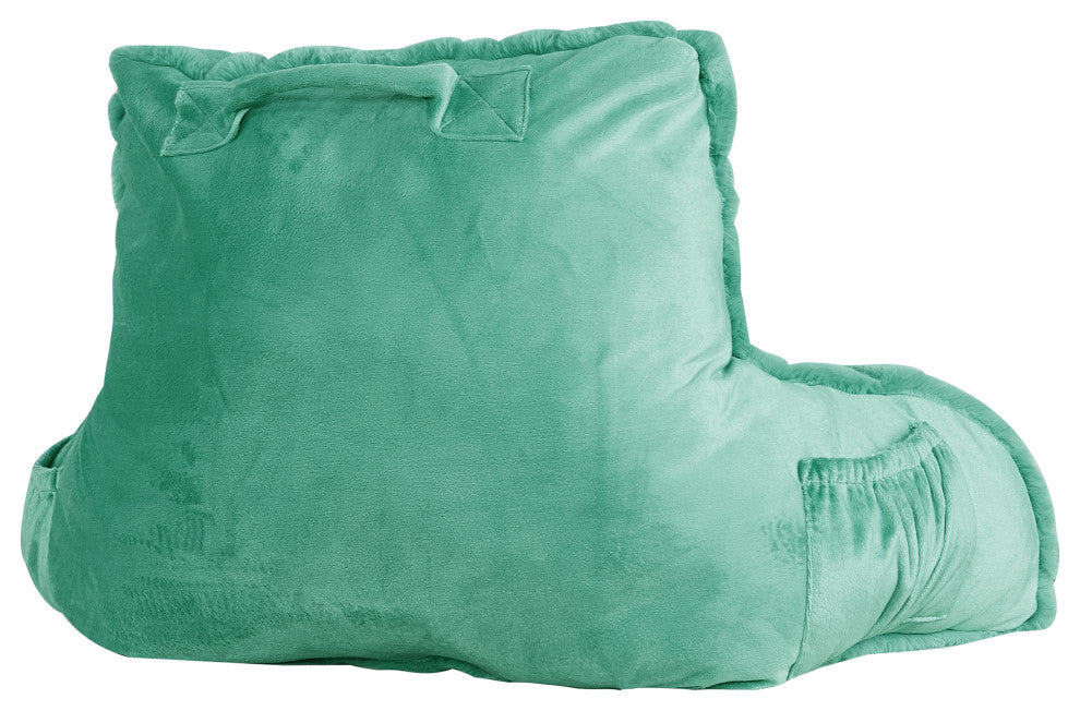 Fox Faux Fur Bedrest, Needs Assembly, Blue Turquoise, 20"x18"x17"